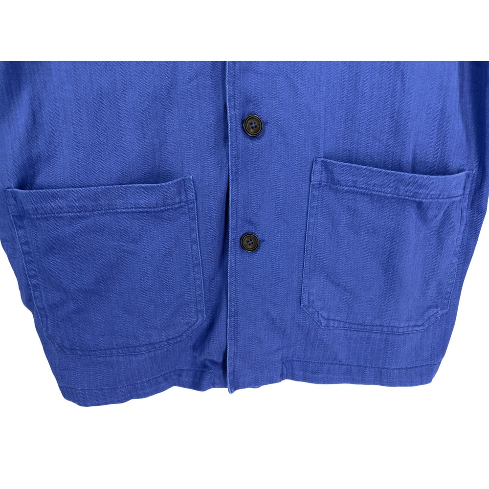 Wolf Clothing Herringbone French Chore Jacket 60s Bugatti Blue Cotton Twill 4XL - Picture 4 of 12
